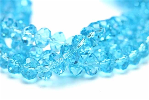 Bead, Crystal, Rondelle, Faceted, 8MM X 10MM, Aqua