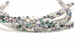Bead, Crystal, Rondelle, Faceted, 4MM X 6MM, Light Gray, 1/4 Green Iris