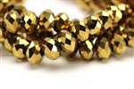 Bead, Crystal, Faceted Rondelle, 10MM X 12MM, Dark Gold