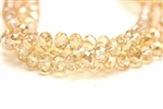 Bead, Crystal, Faceted, Rondelle, 6MM X 8MM, Light Champagne Lustre
