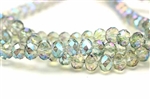 Beads, Crystal, Rondelle, Faceted, 6MM X 8MM, Light Gray, 1/2 Green Iris