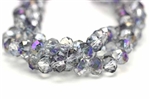 Beads, Crystal, Rondelle, Faceted, 6MM X 8MM, Gray, 1/4 Purple Iris