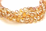Bead, Crystal, Rondelle, Faceted, 6MM X 8MM, Pale Tangerine, AB