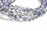 Bead, Crystal, Rondelle, Faceted, 6MM X 8MM, Gray, 1/4 Blue Iris