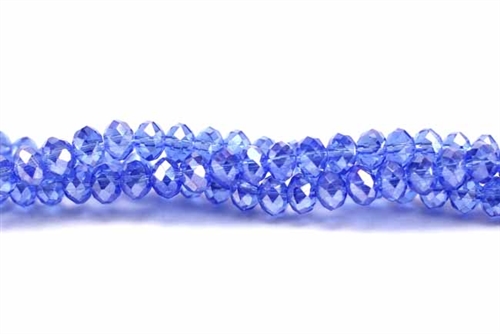 Bead, Crystal, Rondelle, Faceted, 3MM X 4MM, Sapphire, AB