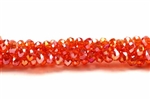 Bead, Crystal, Rondelle, Faceted, 3MM X 4MM, Light Ruby AB