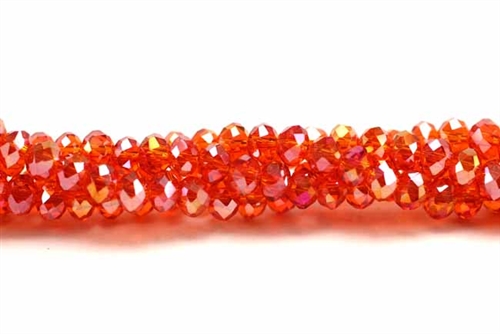 Bead, Crystal, Rondelle, Faceted, 3MM X 4MM, Light Ruby AB