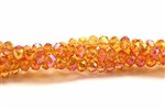 Bead, Crystal, Rondelle, Faceted, 3MM X 4MM, Light Tangerine AB