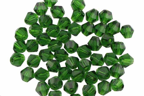 Bead, Crystal, Bicone, Faceted, 4MM, Emerald Green