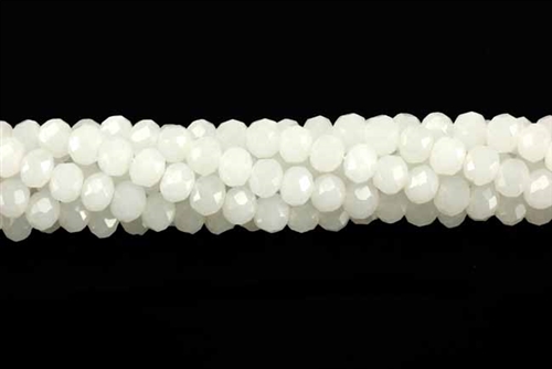 Bead, Crystal, 3MM X 4MM, Rondelle, White Pastel