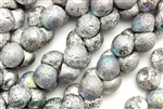 9MM X 8MM Mushroom Button Czech Beads / Etched Full Silver AB