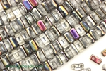 6MM Brick Shaped Czech Beads 2 Hole / Crystal Marea