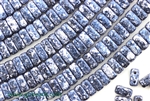 6MM Brick Shaped Czech Beads 2 Hole / Granite Galaxy Lapis