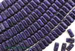 6MM Brick Shaped Czech Beads 2 Hole / Van Gogh Eggplant