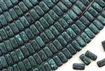 6MM Brick Shaped Czech Beads 2 Hole / Van Gogh Zircon