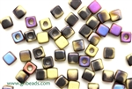 6/0 Cubix 4MM Czech Beads / Matte Black Purple Rush