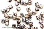 6/0 Cubix 4MM Czech Beads / Granite Galaxy Gold