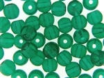Vintage Green Czech Bead / Round 9MM X 10MM