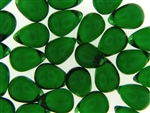 Vintage Green Czech Bead / Tear Drop 17MM X 12MM