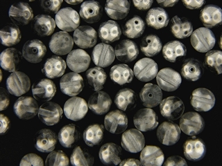 Crystal Clear Czech Bead / 8MM 1/2 Silver Metallic