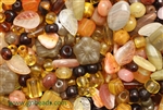 Bead, Czech, Mixed Shape Size And Color, Amber, Glass, 4MM To 25MM