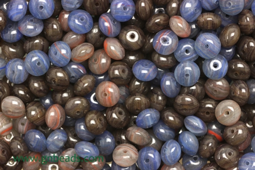 Bead, Czech, Rondelle, Mixed Color, Glass, 9MM