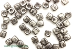 6/0 Cubix 4MM Czech Beads / White Antique Chrome