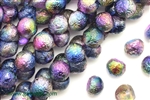 Bead, Mushroom Button, Czech Beads, 9MM X 8MM, Etched Magic Blueberry