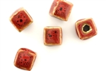 Red Earth Tone Porcelain Beads / Cube