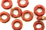 Red Earth Tone Porcelain Beads / Small Ring