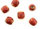 Red Earth Tone Porcelain Beads / Small Barrel