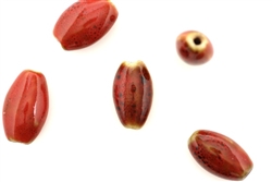 Red Earth Tone Porcelain Beads / Oval