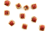Red Earth Tone Porcelain Beads / Small Cube