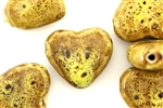 Mustard Yellow Earth Tone Porcelain Beads / Puffed Heart