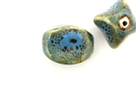 Turquoise Blue Earth Tone Porcelain Beads / Squared Oval