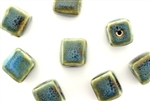 Turquoise Blue Earth Tone Porcelain Beads / Cube