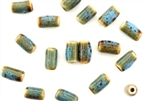 Turquoise Blue Earth Tone Porcelain Beads / Small Tube