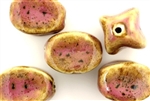 Pink Earth Tone Porcelain Beads / Squared Oval