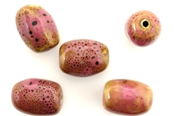 Pink Earth Tone Porcelain Beads / Barrel