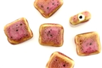 Pink Earth Tone Porcelain Beads / Flat Square