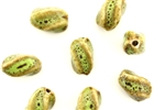 Light Green Earth Tone Porcelain Beads / Small Twisted Tube
