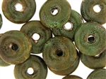 Dark Green Earth Tone Porcelain Beads / Large Hole Coin