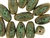 Dark Green Earth Tone Porcelain Beads / Small Fluted Tube