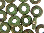 Dark Green Earth Tone Porcelain Beads / Small Ring