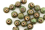 Dark Green Earth Tone Porcelain Beads / 10MM Round