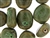 Dark Green Earth Tone Porcelain Beads / Pinched oval