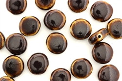 Chocolate Brown Earth Tone Porcelain Beads / Small Coin
