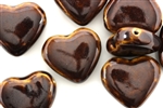 Chocolate Brown Earth Tone Porcelain Beads / Puffed Heart