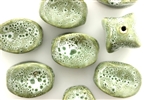 Sage Green Earth Tone Porcelain Beads / Squared Oval