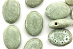 Sage Green Earth Tone Porcelain Beads / Flat Oval Drop